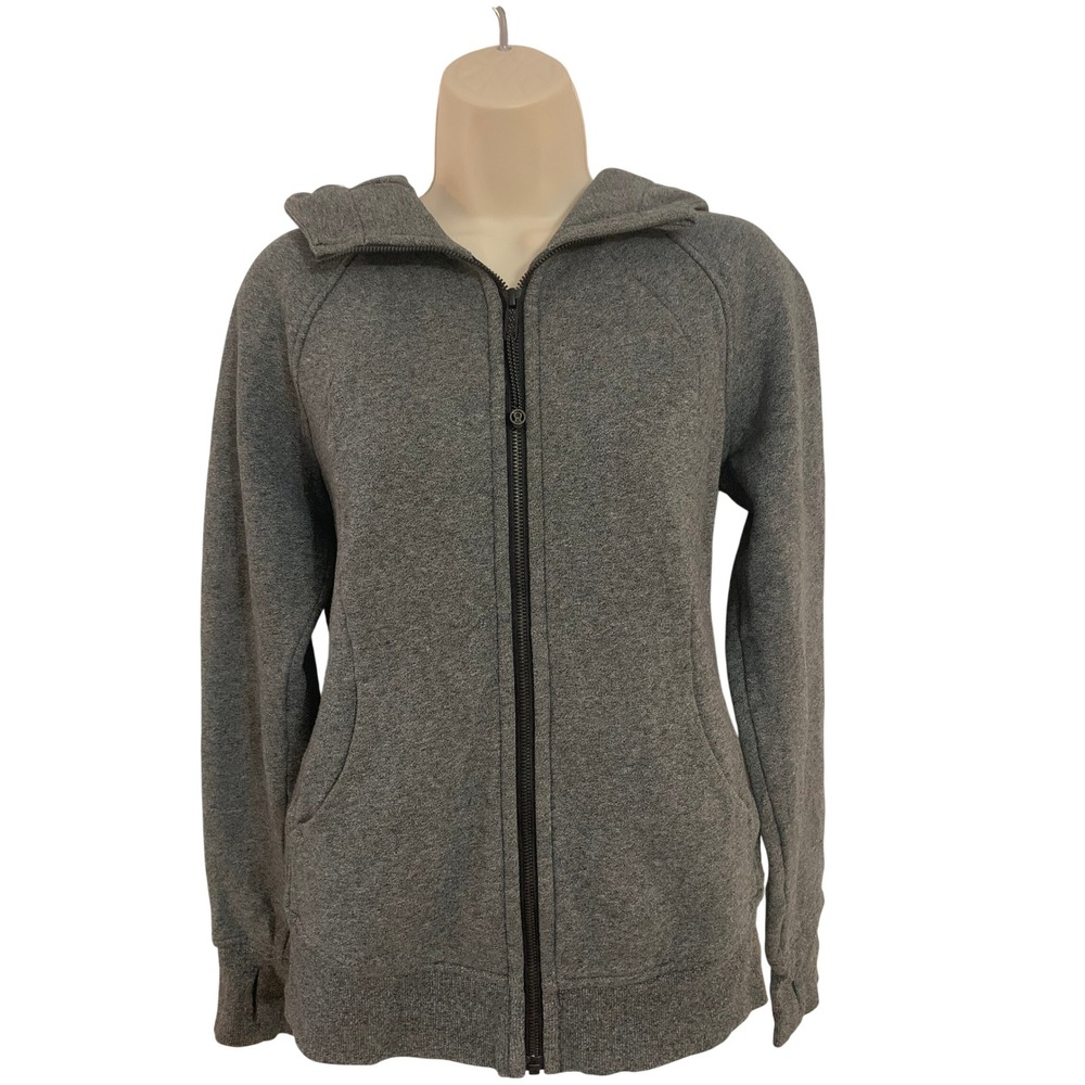 Lululemon Scuba Full Zip Hoodie Heathered Grey Fleece Jacket Size 6